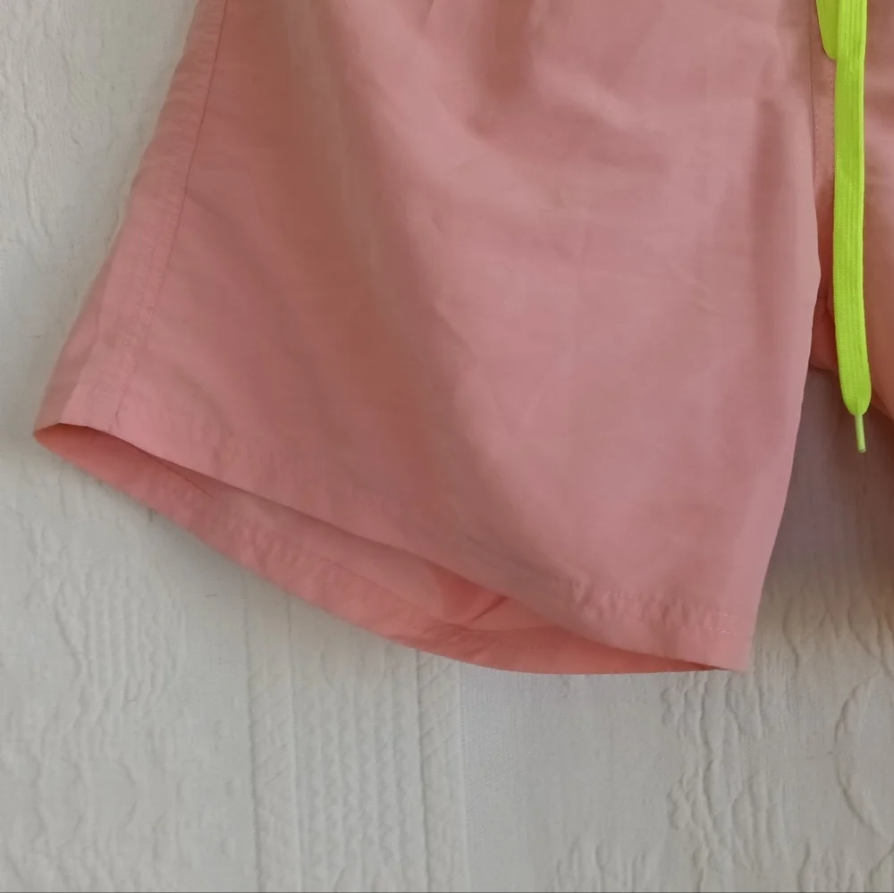 Neon Pink Swim Shorts Yellow Drawstring Beach Resort XL Board Shorts Water Fun